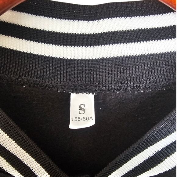 Black & White Varsity Bomber Jacket-Stranger Things/Eddie/Hellfire Club - Picture 7 of 7